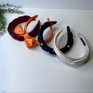 Set of 4 Vintage Headbands Revlon Bow Braid Polka Dot Black White Maroon Orange
